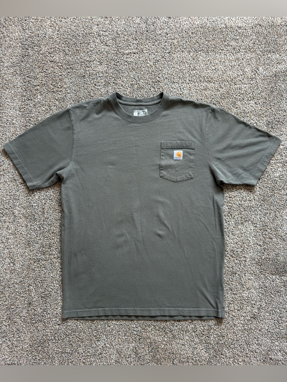 Carhartt Pocket T-Shirt - Olive Green, Loose Fit, Tall